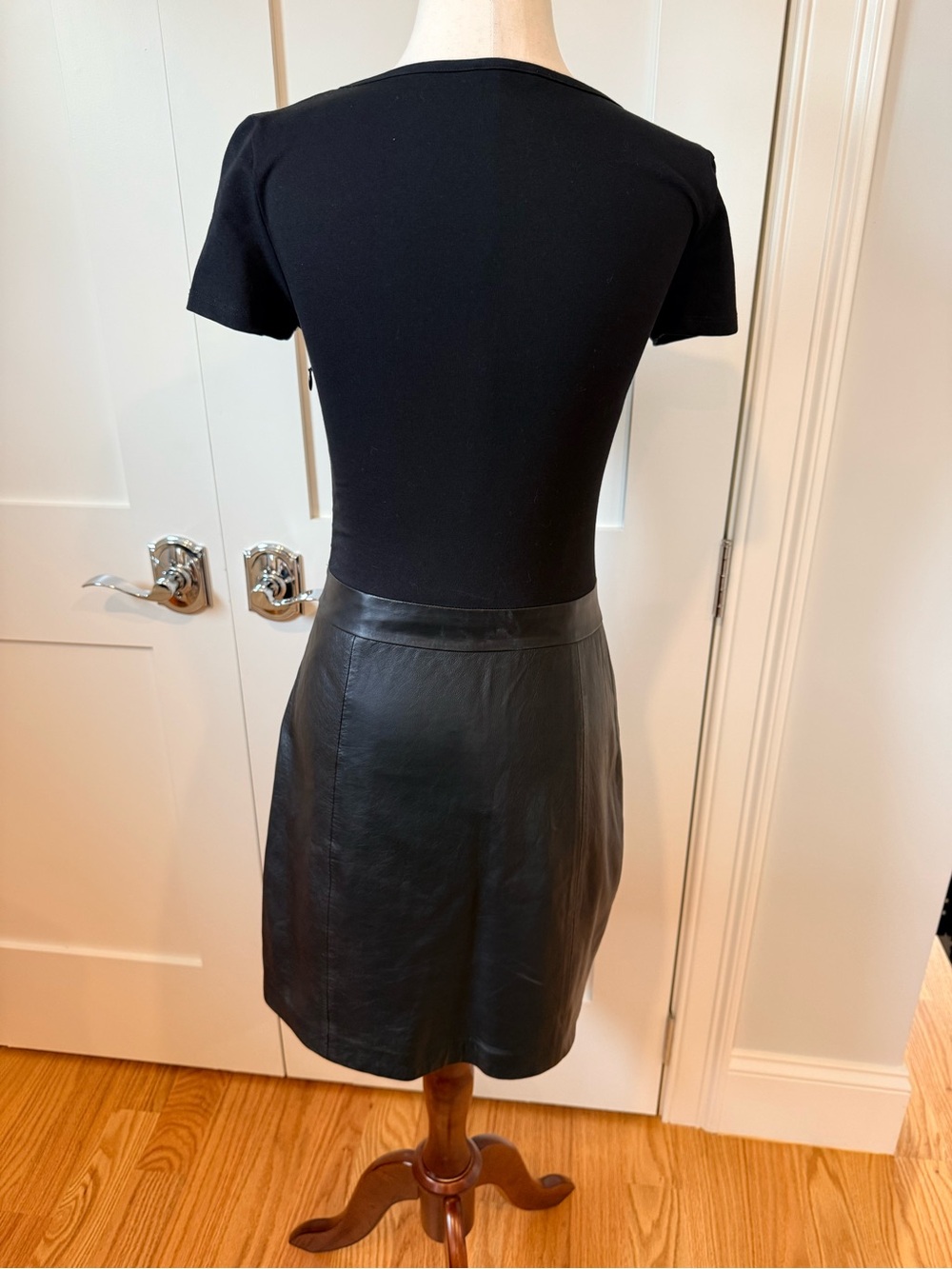 Theory Solara Black Leather/Knit Dress - Picture 9 of 13